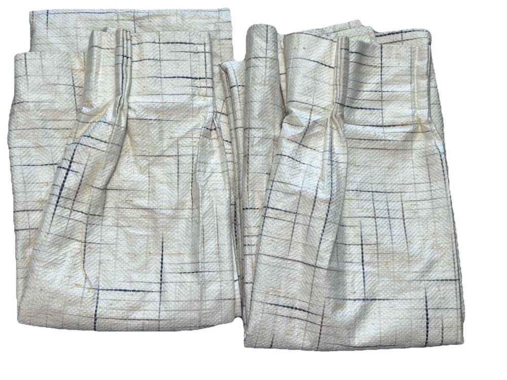 Sears Roebuck 80s Curtains Pair Yellow Woven Textured Retro Pinch Pleat 24x60